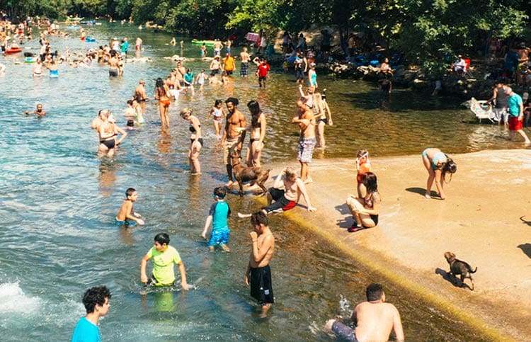 barton springs pool on a hot summer day in austin texas
